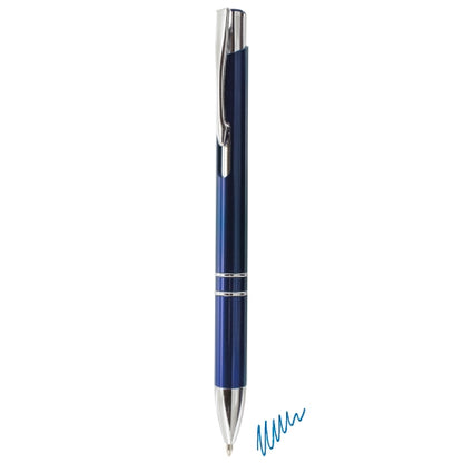 Stylo bille aluminium bleu encre bleue