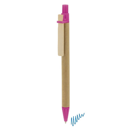 Kugelschreiber Karton Klammer Holz Fuchsia