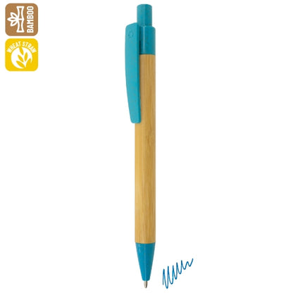 Bolígrafo Bambú Fibra Trigo Azul