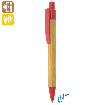 Bolígrafo Bambú Fibra Trigo Rojo