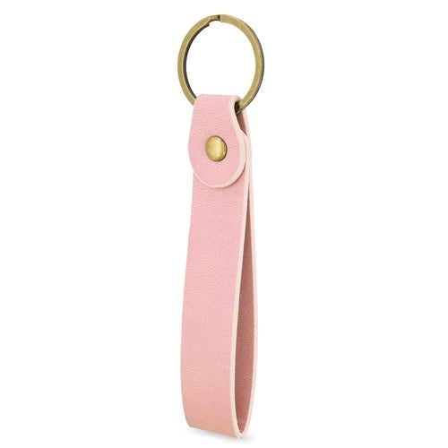 Llavero Cuero PU Rosa Anilla