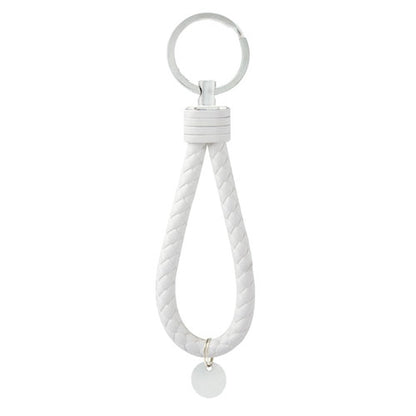 Porte-clés en cuir tressé blanc