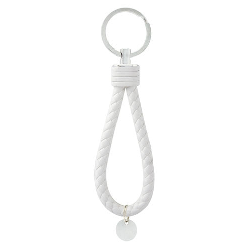 Porte-clés en cuir tressé blanc