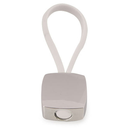 Porte-clés en silicone cube argenté
