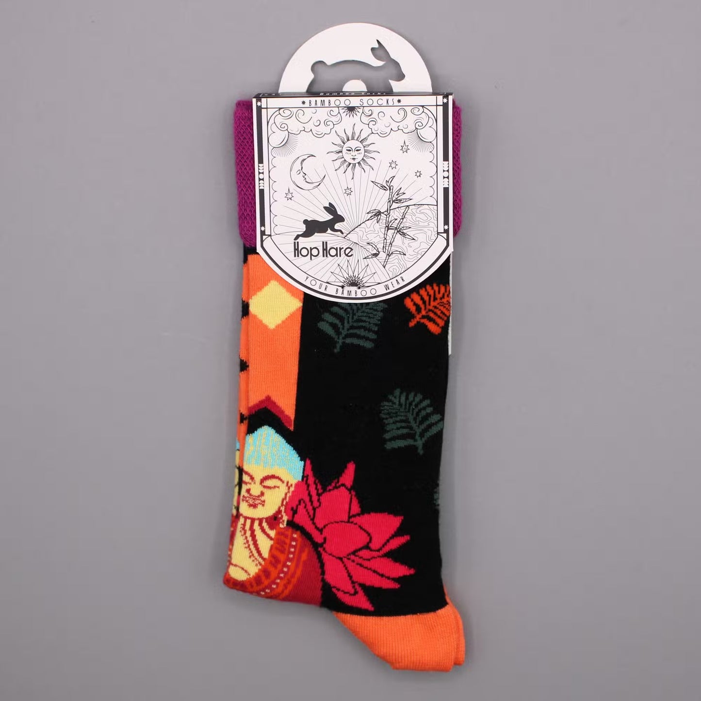 Hop Hare Socken (Größen 41-46) - Rosa Buddha und Lotus -