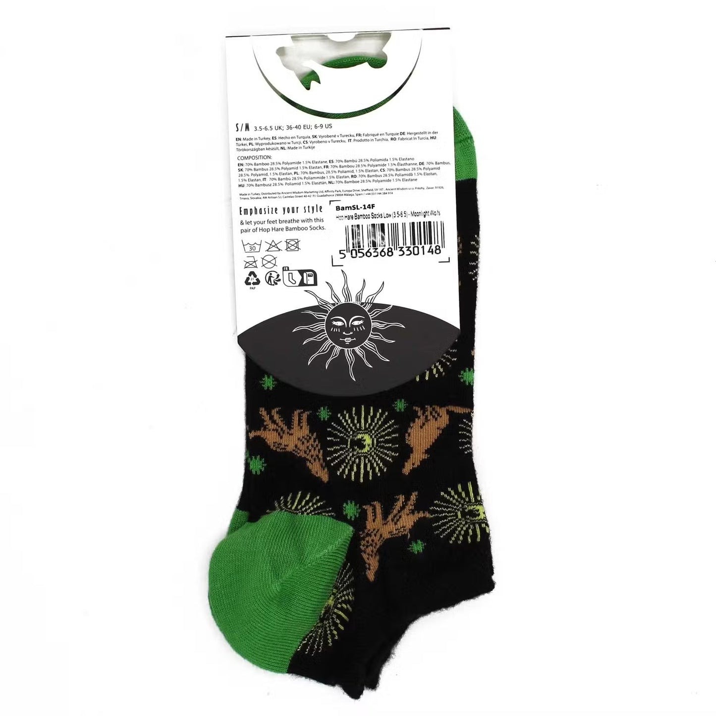 Chaussettes basses en bambou Hop Hare, tailles S/M (36-40) - Moonlight Wolfs -