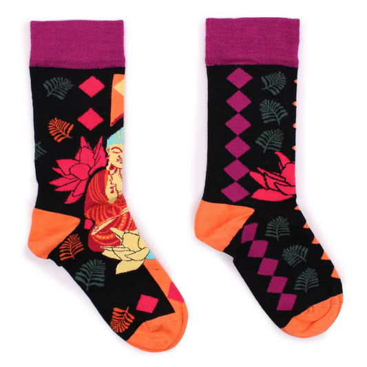 Hop Hare Socken (Größen 41-46) - Rosa Buddha und Lotus -
