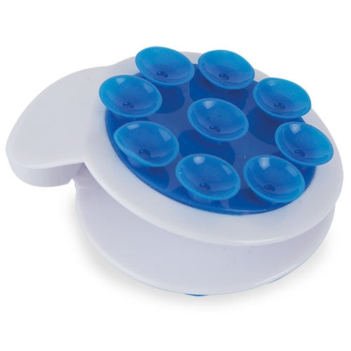 Soporte móvil ventosa azul compacto