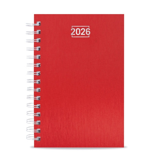 Agenda à anneaux métalliques rouges