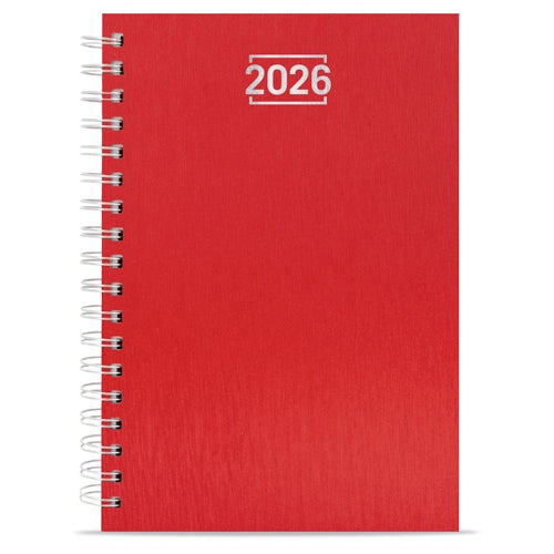 Agenda à anneaux métalliques rouges