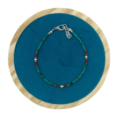 Nepalesisches Armband mit extrafeinen Edelsteinen - Türkis und Stein