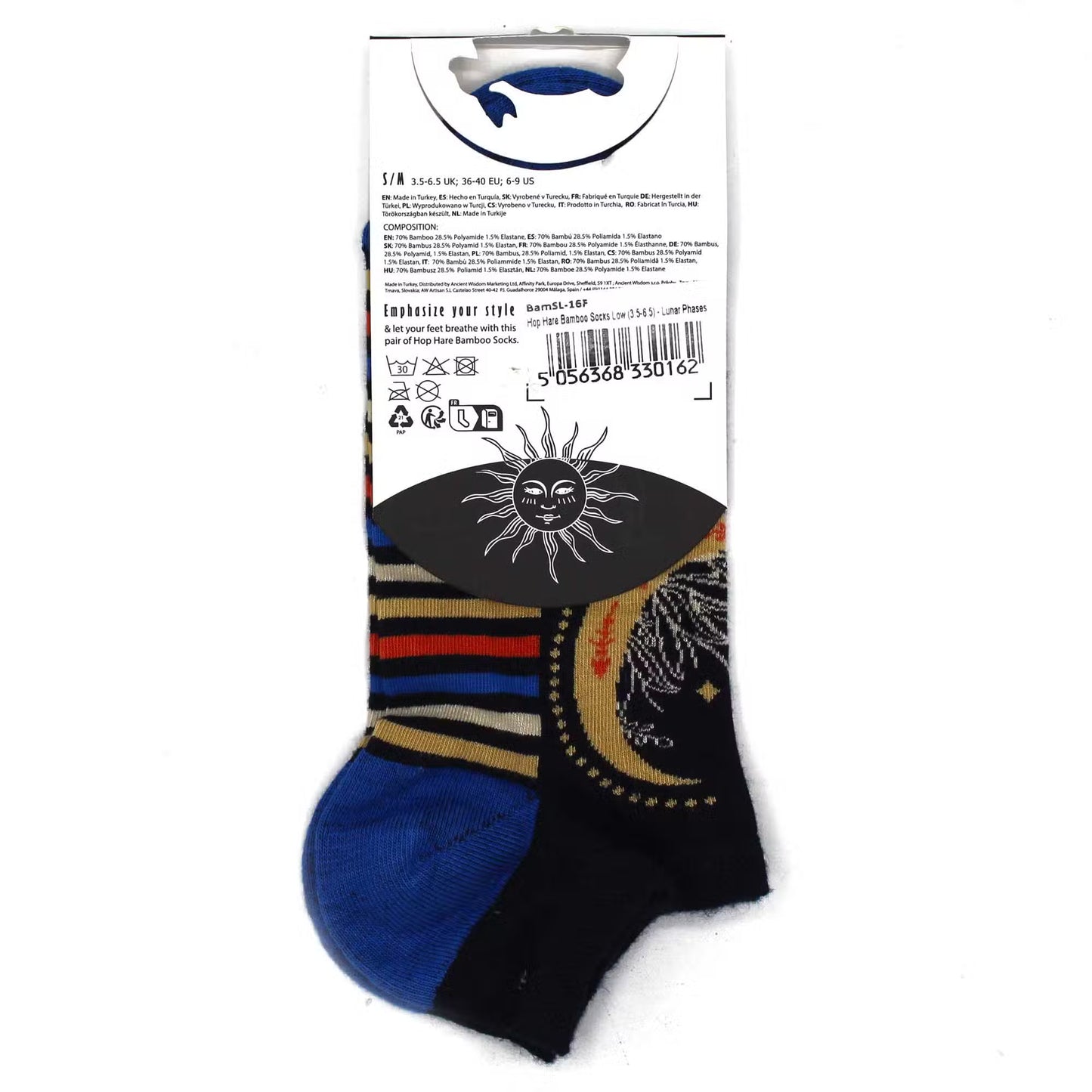 Chaussettes basses Hop Hare en bambou P/M (36-40) - Phases de lune