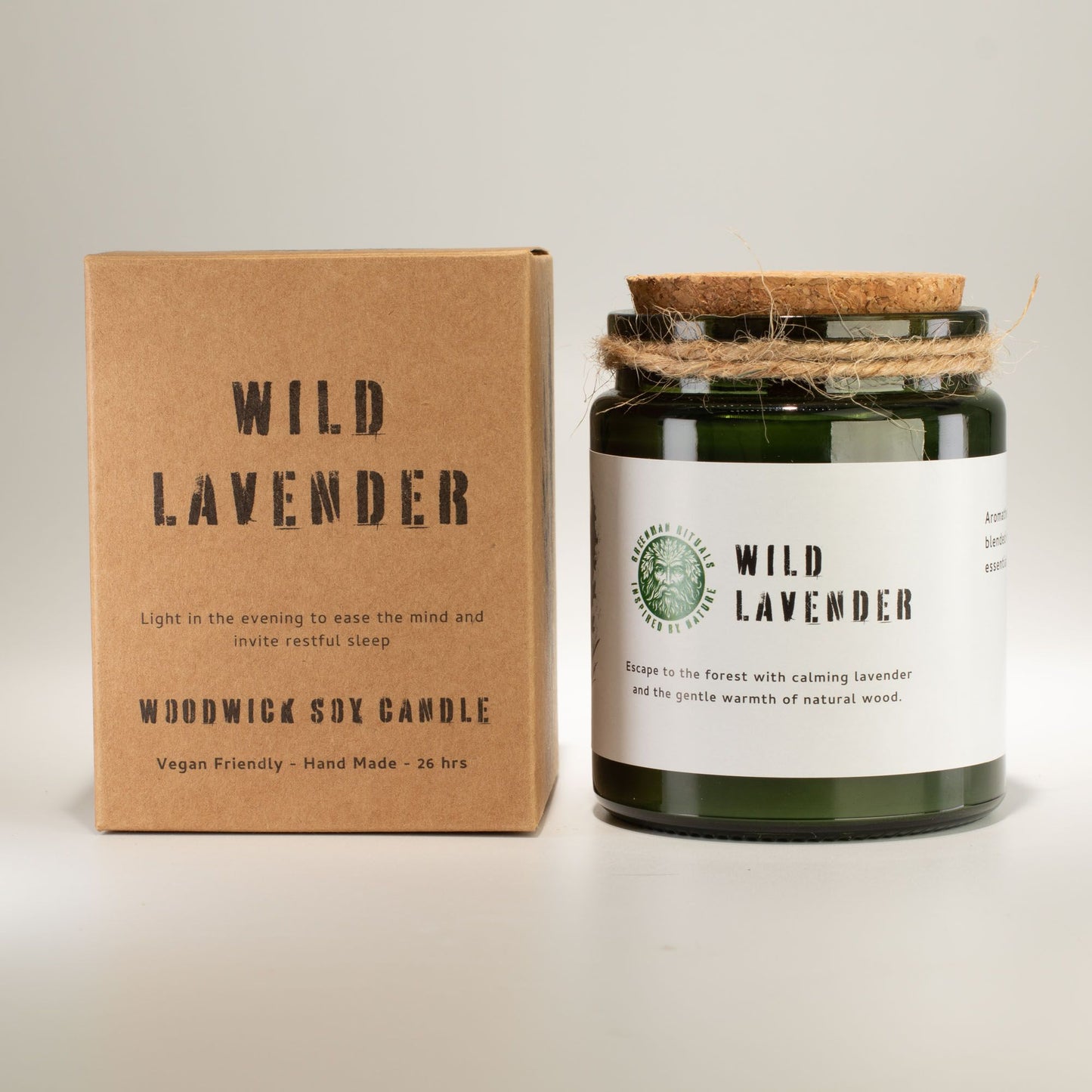 Greenman Woodwick Sojawachs-Kerze - Wilder Lavendel