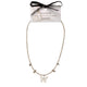Collar de gema de labradorita Ninfa con colgante de mariposa de hoja real