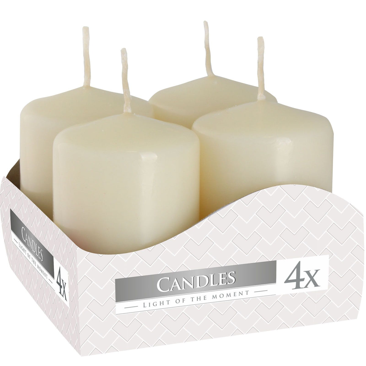 Set de 4 velas de pilar 40x60mm - Marfil