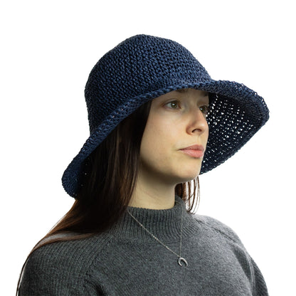 Nomad Sari Chapeau de soleil en paille souple - Bleu marine