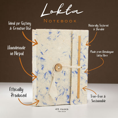 Carnet Lokta moyen - Coton bleu mélangé - 45 feuilles