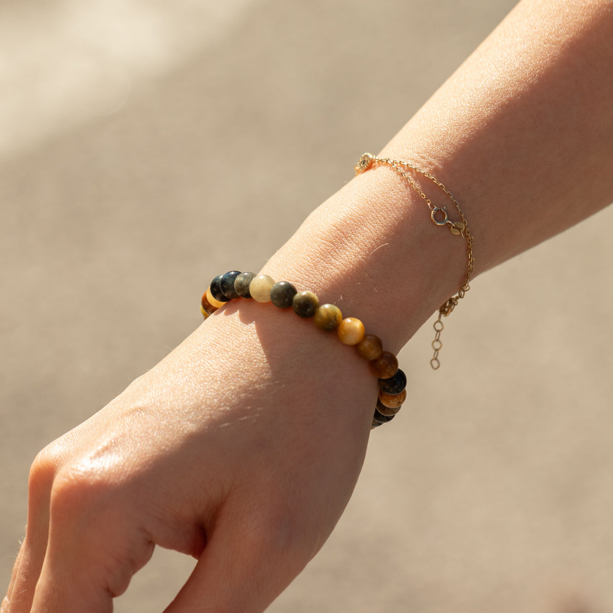 Pulsera de poder pequeña (17 cm x 6 mm) - Ojo de Tigre Soñado