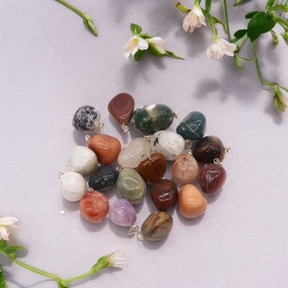20 x 20x Colgantes Mixtos de Cristal Plateado y Piedras Talladas