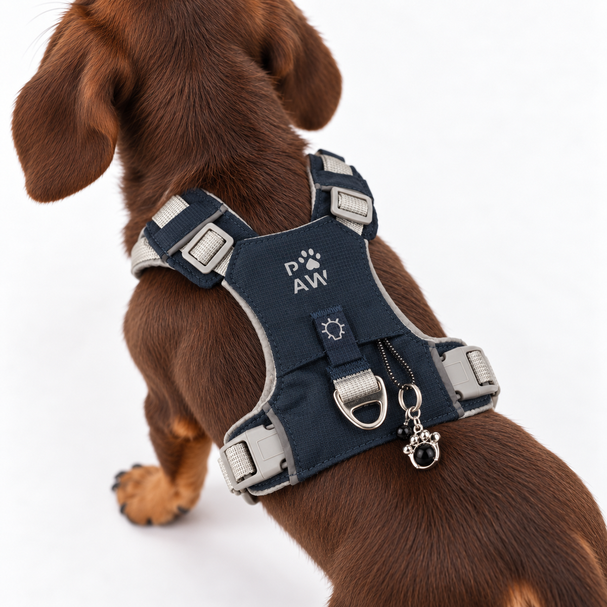 PAW - XS (2-4 kg) Arnés de paso para perros Guardian con malla reflectante - Rock Grey - Black Obsidian Charm
