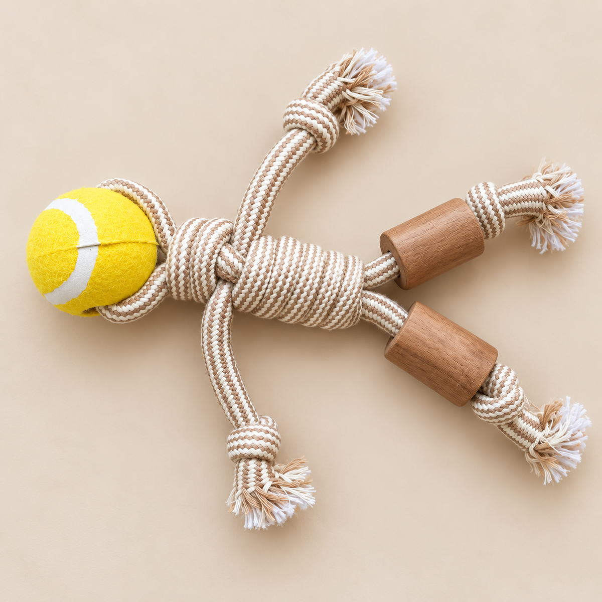 Juguetes PAW para mascotas – Mordedor de madera de café Rope Ranger - Ball