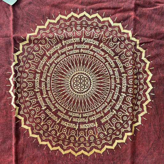 Extra großes Nomad Sari T-Shirt – Mandala – Kastanienbraun