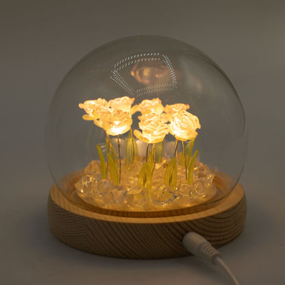 Garten-Iglu Floral Glow – 10 rosa Rosen – USB-LED