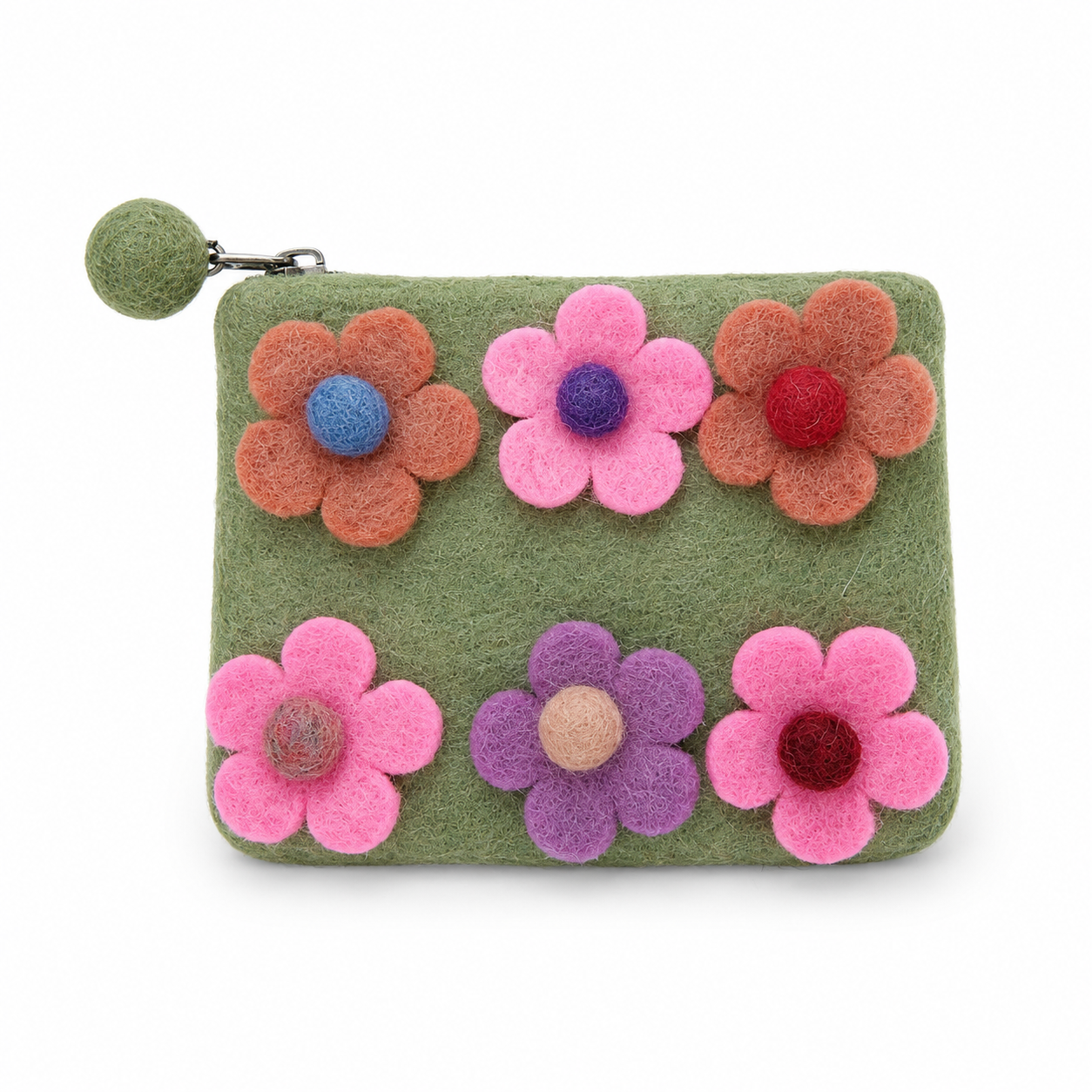 Seis estuches con cremallera de fieltro con flores (3 surtidos)