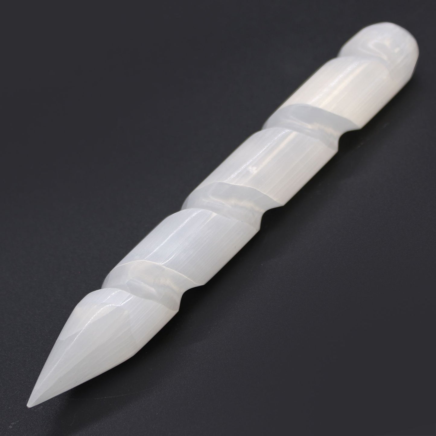 Varita Espiral de Selenita - 16 cm (Ambos extremos punta)