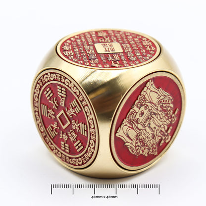 Feng Shui Fortune - Roter und Messing-Wohlstandswürfel - Flach