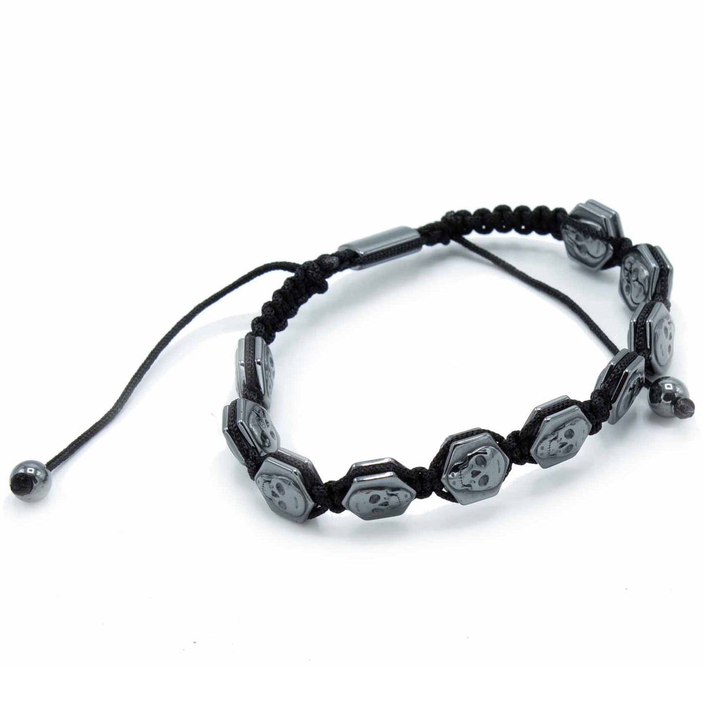 Hämatit-Shamballa-Magnetarmband – Sechseckige Totenköpfe