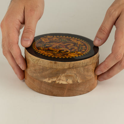 Caja esmaltada redonda - Dragón Yin Yang