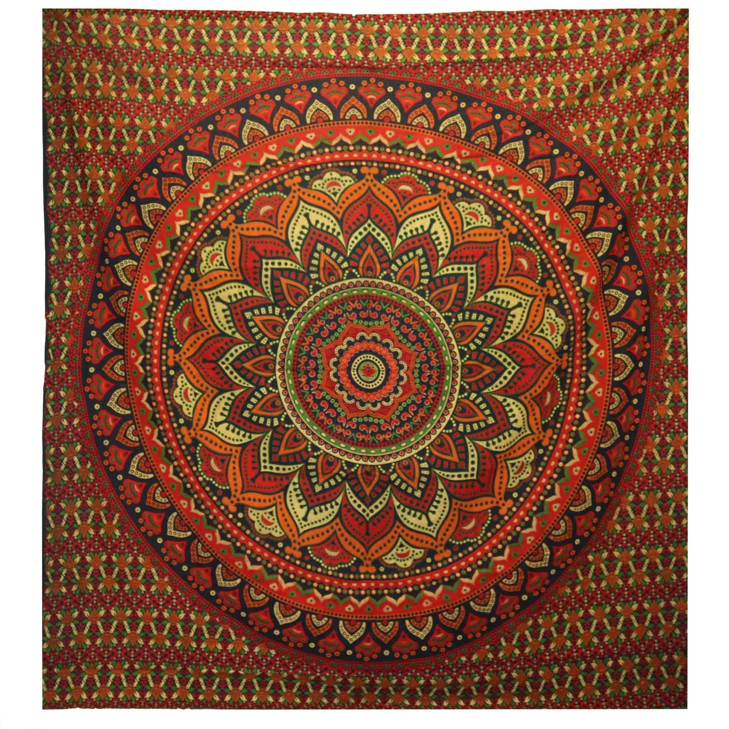 Doppelte Baumwollsteppdecke + Wandbehang - Klassisches Mandala - Grün