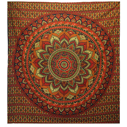 Doppelte Baumwollsteppdecke + Wandbehang - Klassisches Mandala - Grün