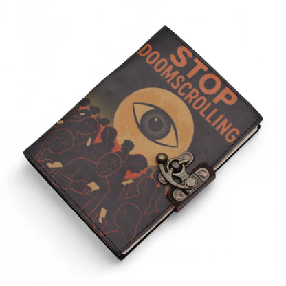 Carnets imprimés en cuir (7 x 5 pouces) - Stop Doom Scrolling - 200 pages papier ordinaire