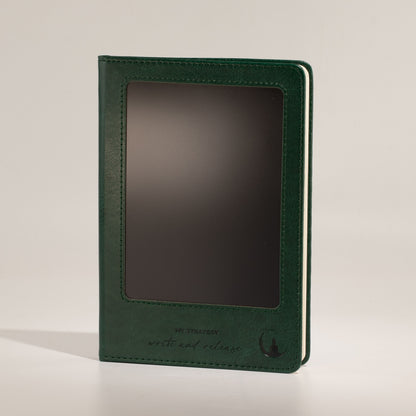 Cuaderno de Intención A5 - Pantalla LCD de limpieza - Efecto cuero verde - 80 hojas