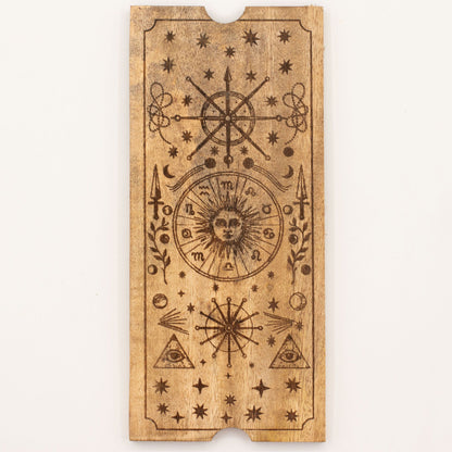 Tarotbox mit vier Fächern und Kartenhalter.