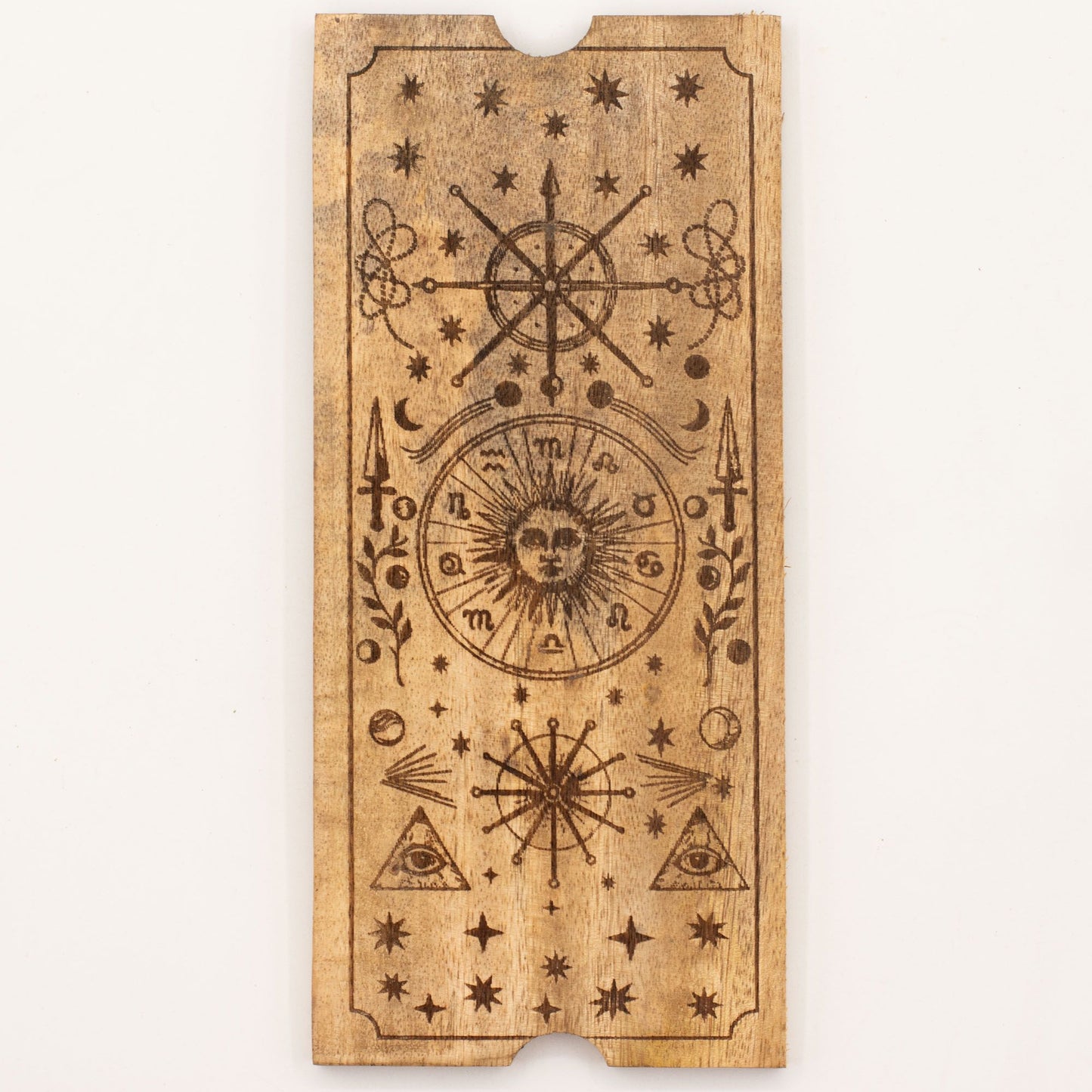 Tarotbox mit vier Fächern und Kartenhalter.