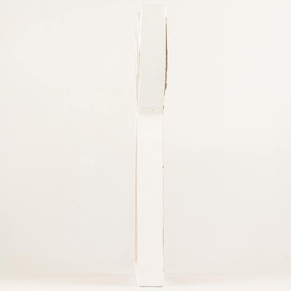 Ángel de madera de mango - acabado lavado blanco con recorte decorativo de hierro - 39 cm