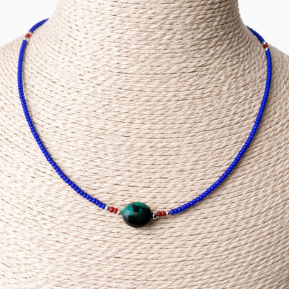 Feiner Lapislazuli- und Türkis-Anhänger aus Nepal – Halskette (42 cm)