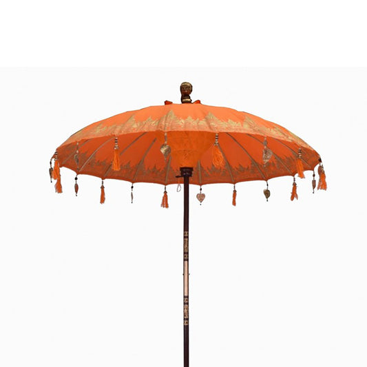 Bali Terrassenschirm - Baumwolle - Orange Dekor - 1,5m