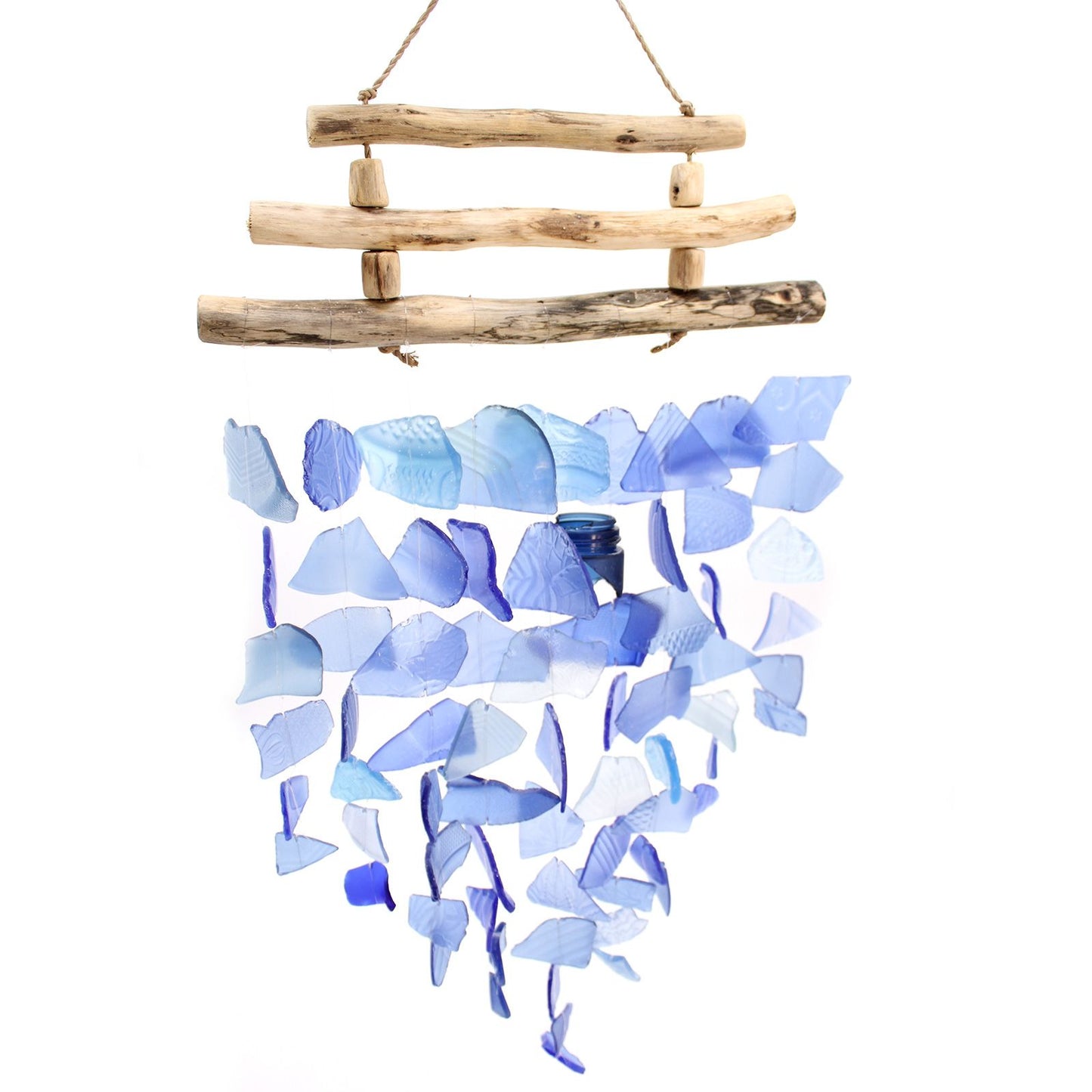 Windspiel aus recyceltem Glas - Blau