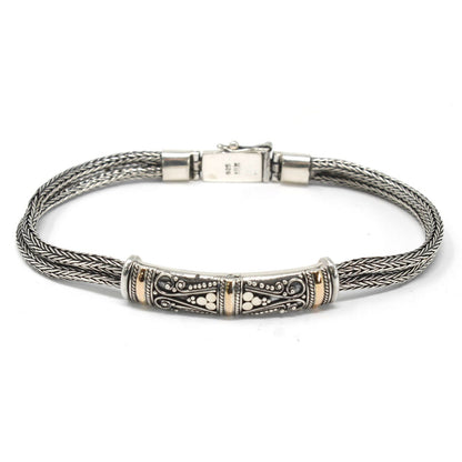 Pulsera Plata y Oro Cadena Gemela Unisex