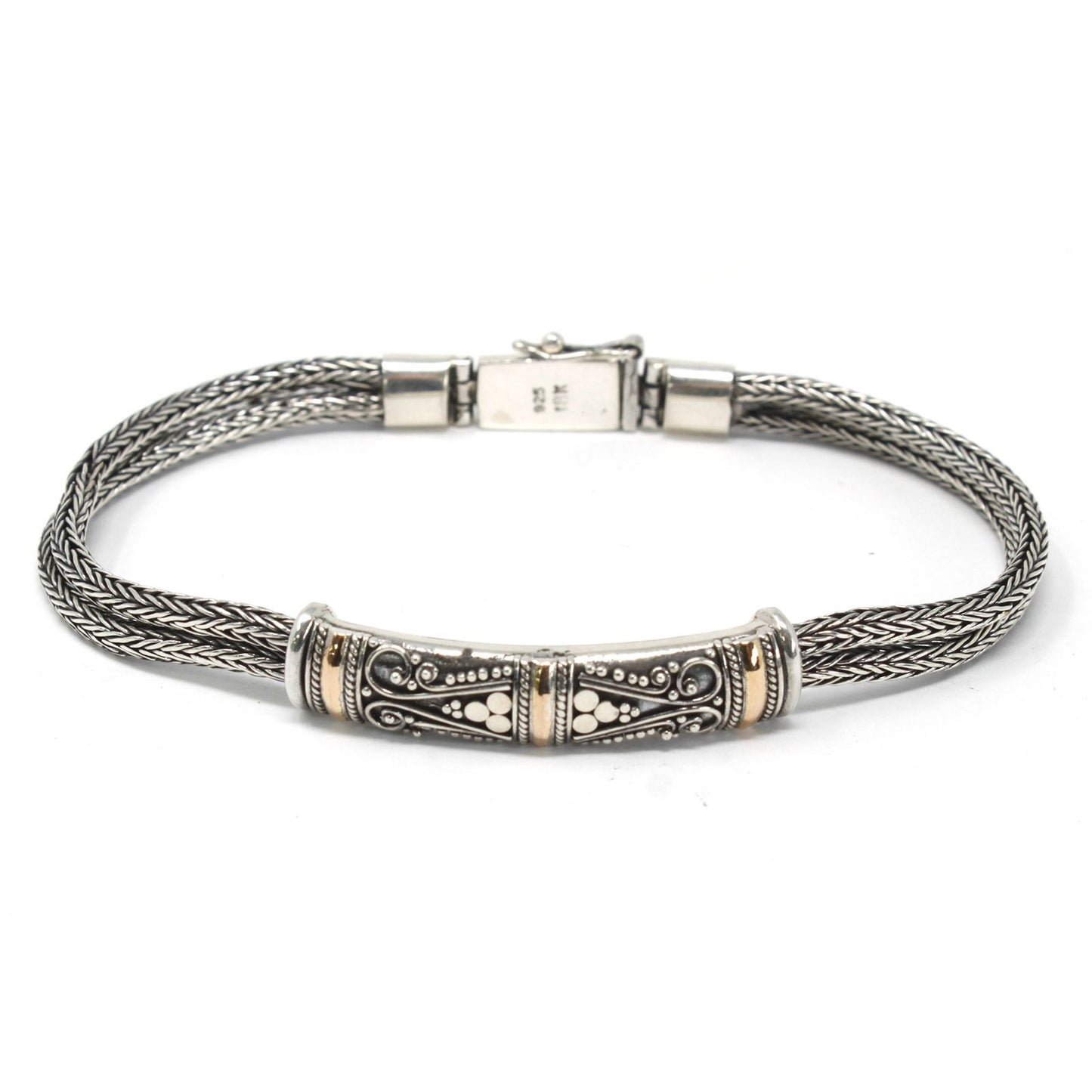 Pulsera Plata y Oro Cadena Gemela Unisex
