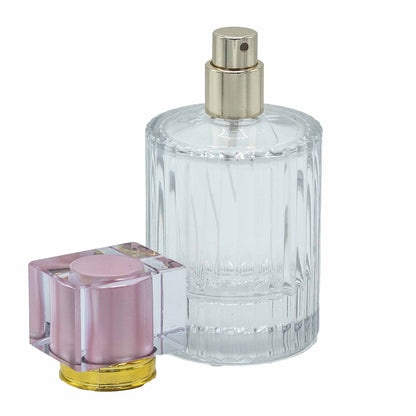 Flacons de parfum en verre avec vaporisateur et bouchon rose 50 ml