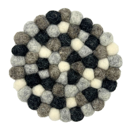 Dessous de verre ronds en feutre de 10 cm, multicolores gris (lot de 4)