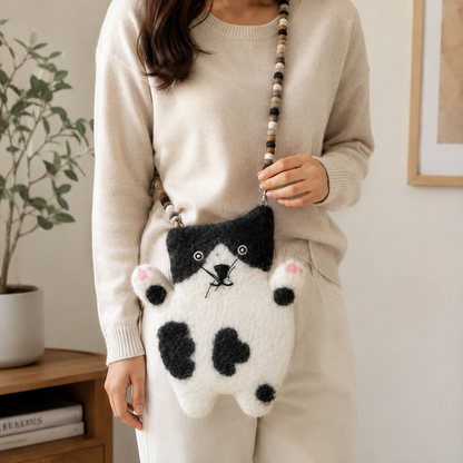 Stacy el bolso de fieltro Flat Cat