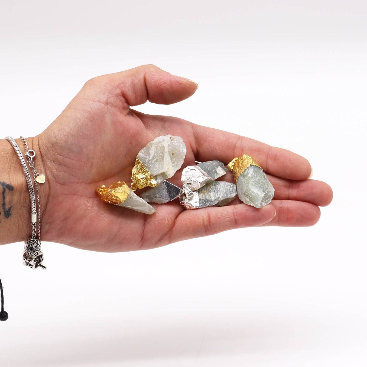 Versilberte indische Sodalith-Anhänger (6 Stück sortiert)