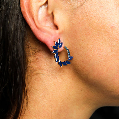 Azul Real - Vidrio Vintage - Aro - Pendientes