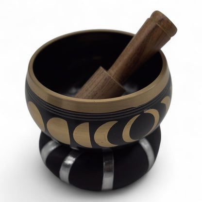 Ensemble de bols chantants tibétains - Phase de lune - Noir 10,7 cm